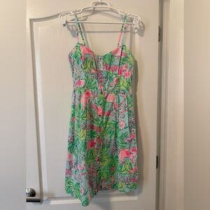 Lilly Pulitzer Easton Dress Seasalt Blue on Parade EUC